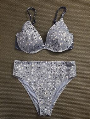 PINK Victoria's Secret Blue Paisley Two-Piece Bikini